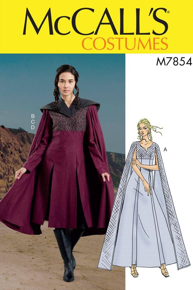 coscraft-m7854-kost-m-schnittmuster-kleid-mit-cape-a5 image 1