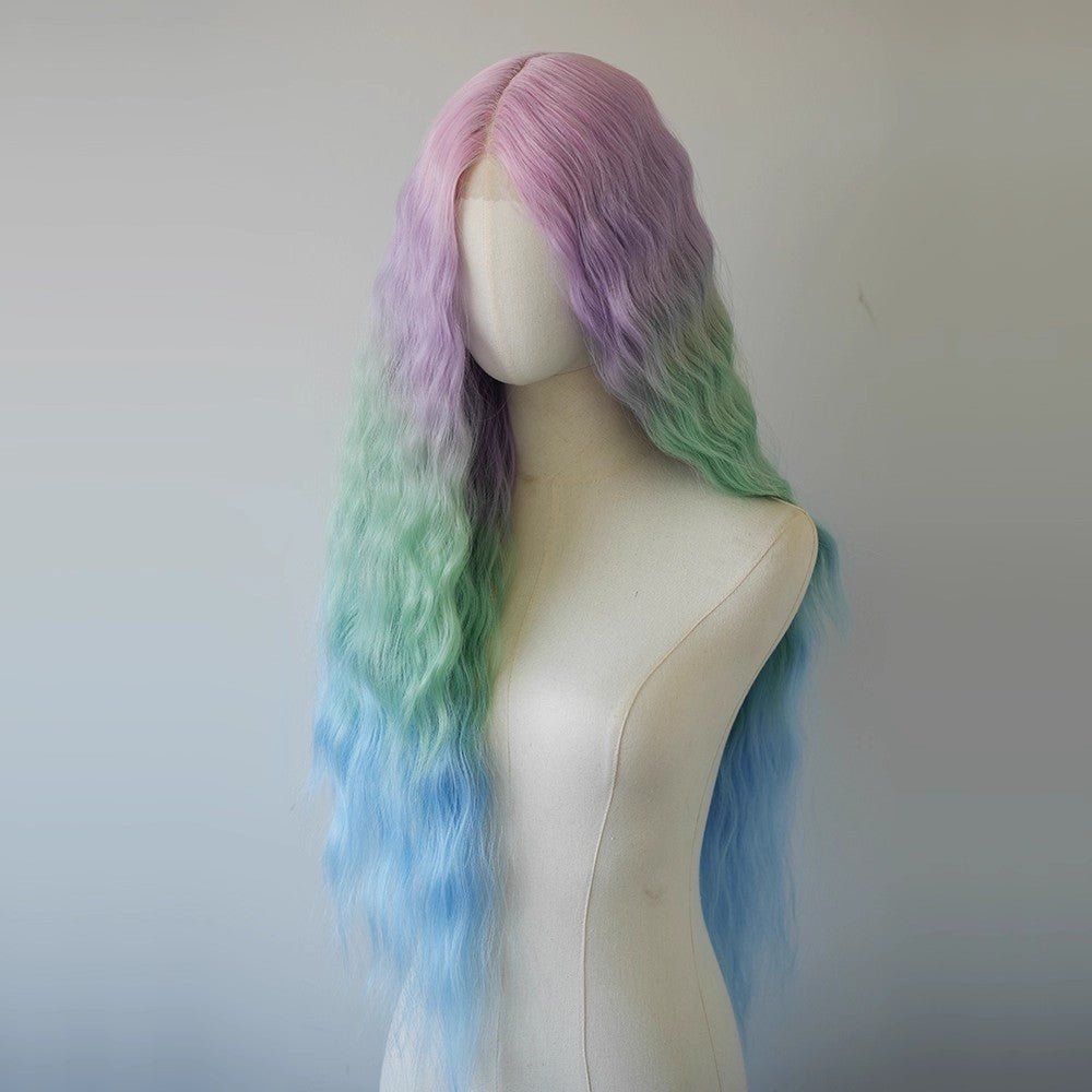 lemailwig-lace-wigs-lockige-front-lace-per-cke-rainbow-80-cm image 2