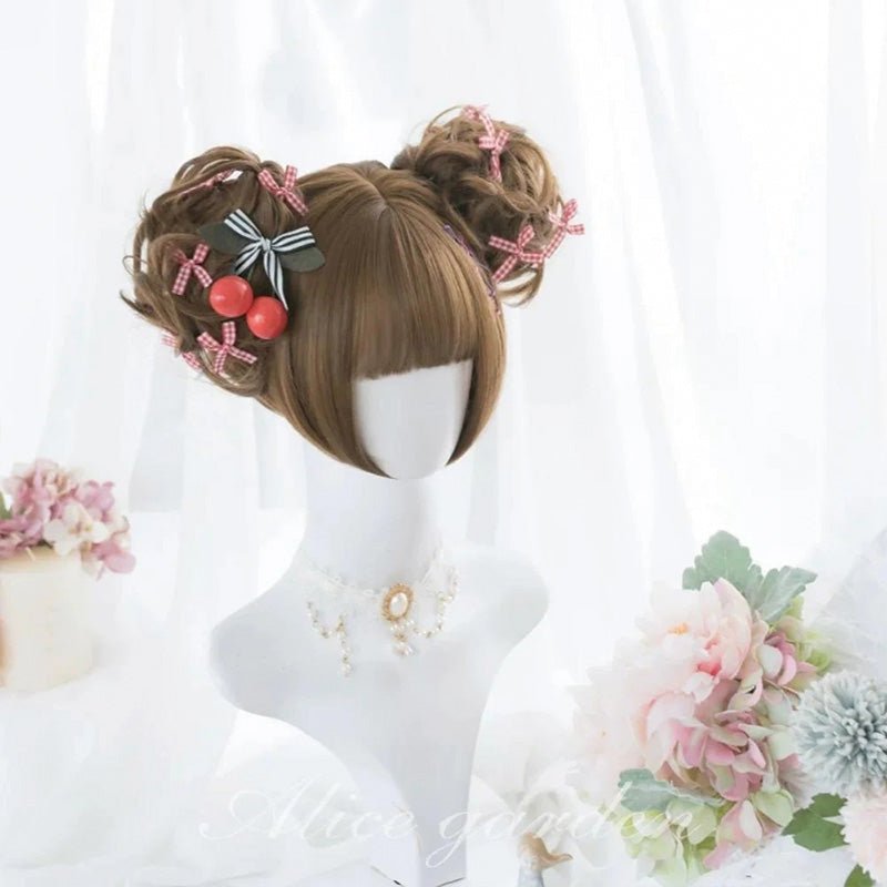 lemailwig-lolita-wigs-per-cke-braun-doppelzopf-lockig-34cm image 5