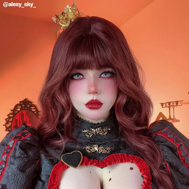 lemailwig-lolita-wigs-60cm-per-cke-dunkelrot-lockig image 1