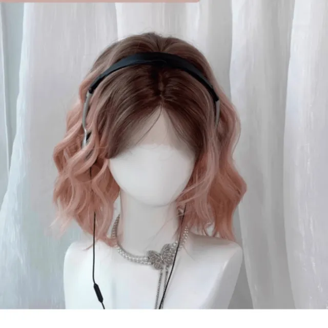 lemailwig-lace-wigs-per-cke-pink-braun-verlauf-lockig-33-cm image 1