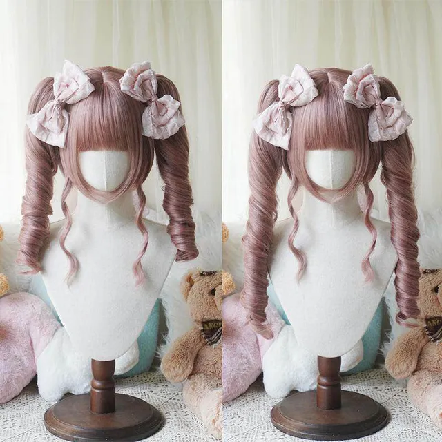 l-email-lolita-wigs-twin-pigtail-locken-per-cke-rosa-48cm image 1