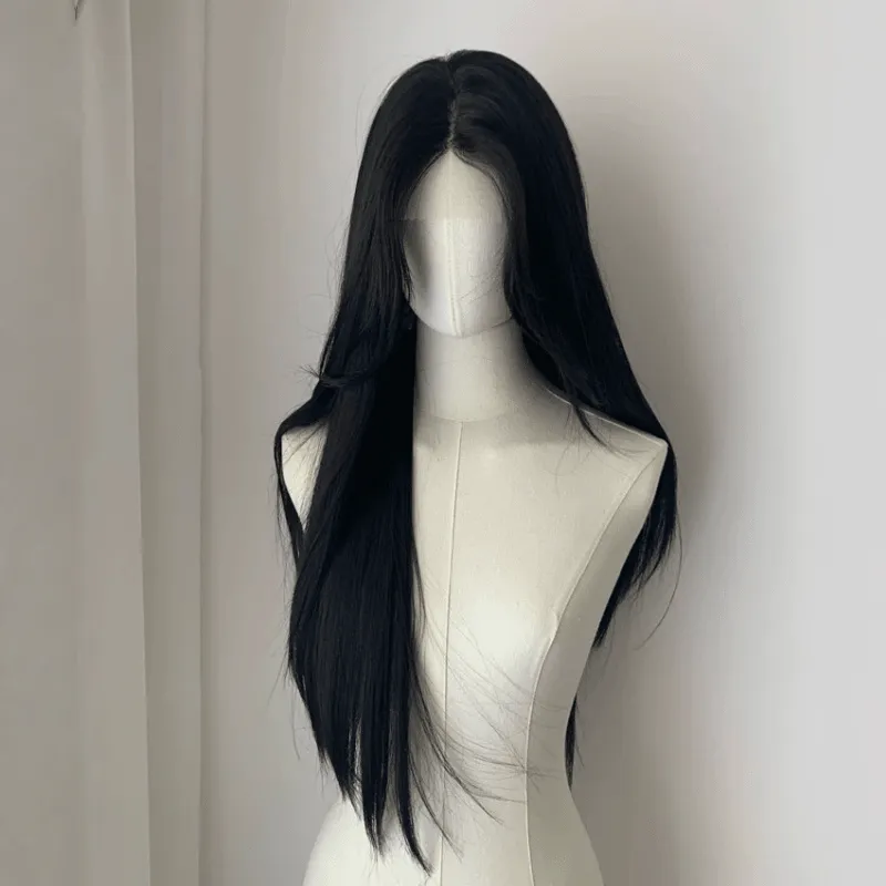 lemailwig-lace-wigs-black-lange-glatte-per-cke-70cm-front-lace image 1