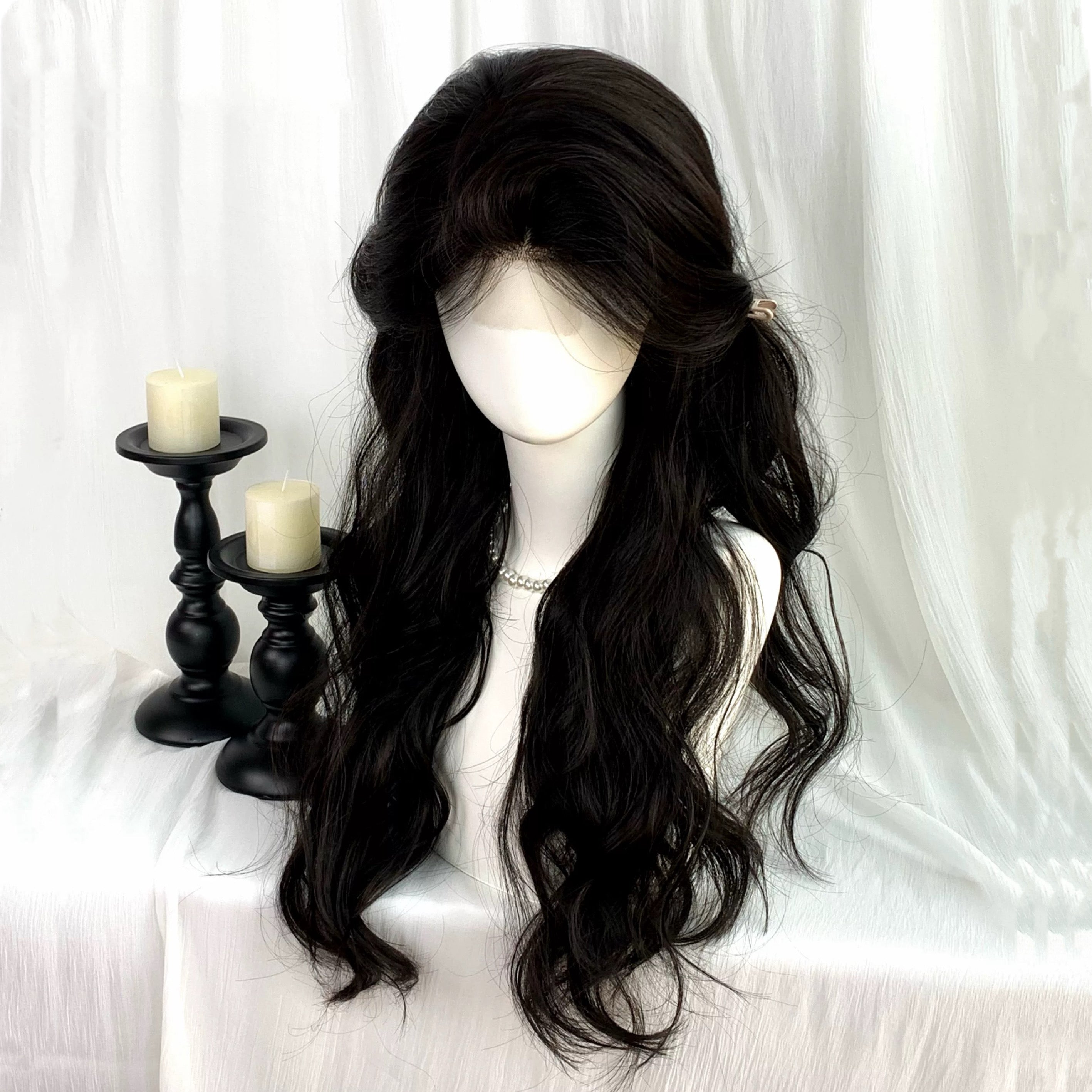 lemailwig-lace-wigs-per-cke-schwarz-lockig-65cm-lace-front image 2