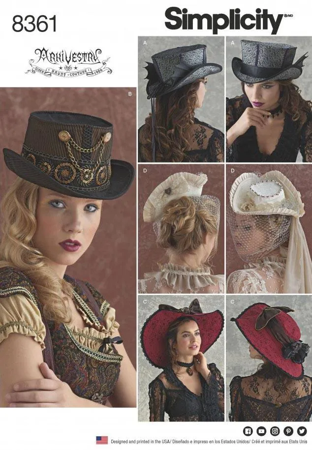 coscraft-8361-h-te-schnittmuster-a-s-m-l-zylinder-dreispitz image 1