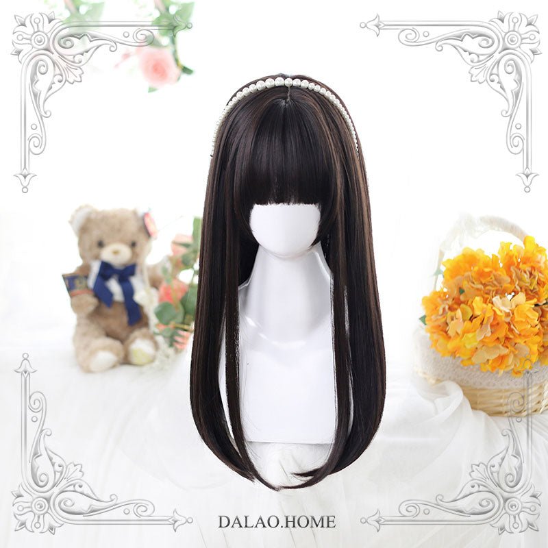lemailwig-lolita-wigs-lange-glatte-per-cke-braun-schwarz-60-cm image 1