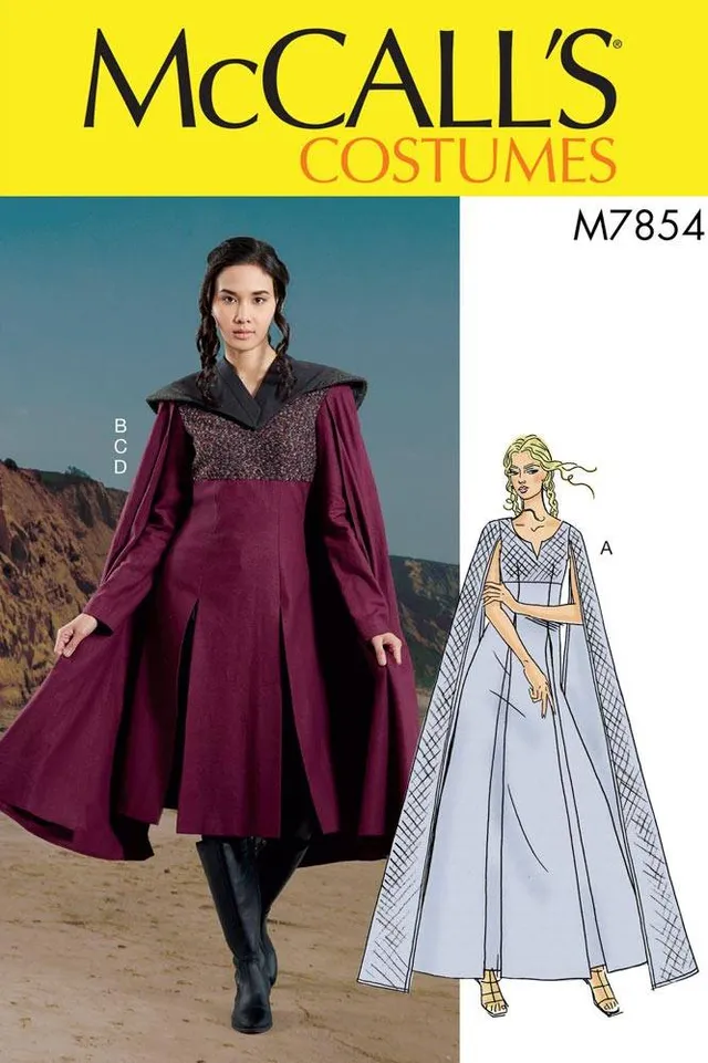 coscraft-m7854-kost-m-schnittmuster-kleid-mit-cape-a5 image 1