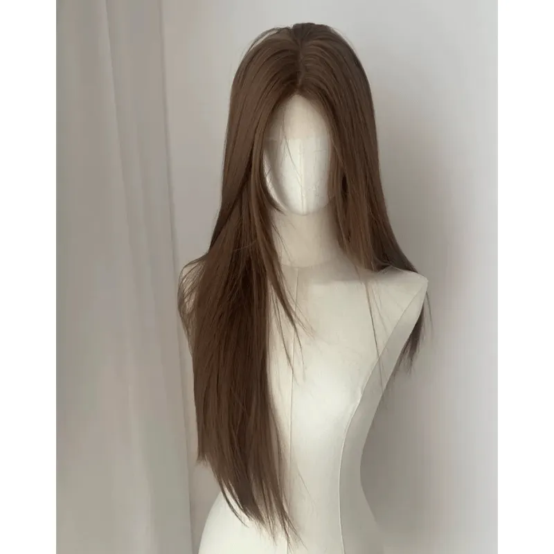 lemailwig-lace-wigs-lange-glatte-front-lace-per-cke-braun-70-cm image 1