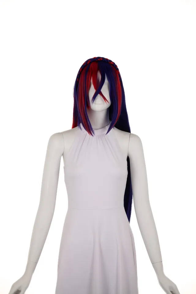 arda-wigs-lira-classic-split-per-cke-long-rot-blau-mit-zopf image 1