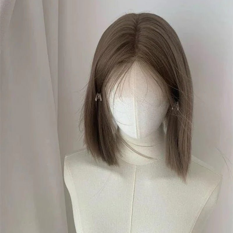 lemailwig-lace-wigs-kurze-per-cke-30cm-gray-brown-lace-front image 1