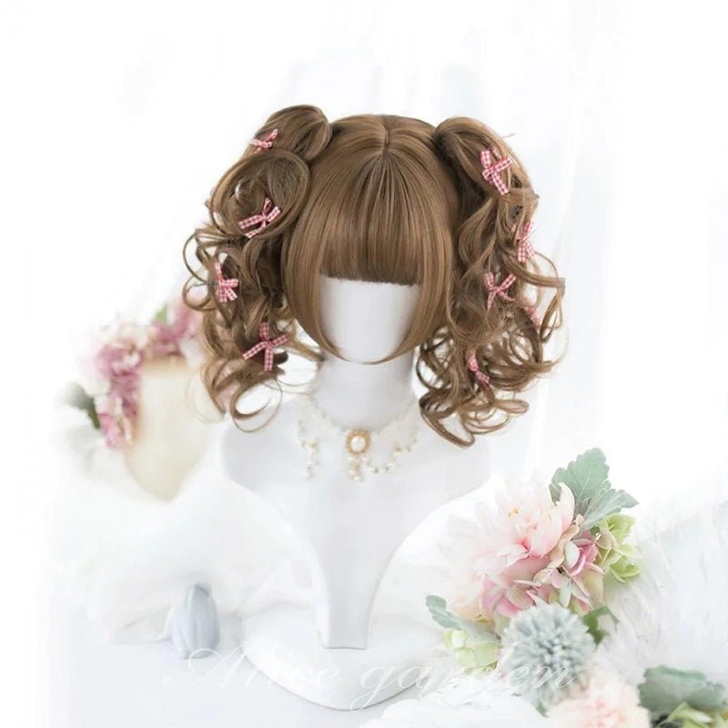 lemailwig-lolita-wigs-per-cke-braun-doppelzopf-lockig-34cm image 4