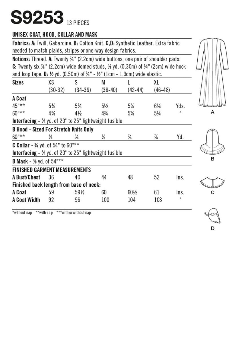 coscraft-9253-unisex-mantel-kapuze-maske-schnittmuster-a image 4