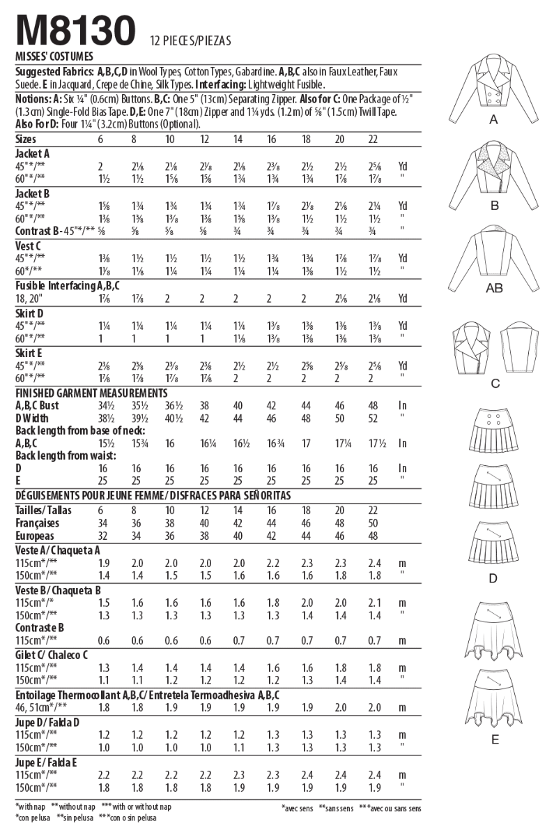 coscraft-m8130-damen-moto-jacke-rock-schnittmuster-a5 image 5