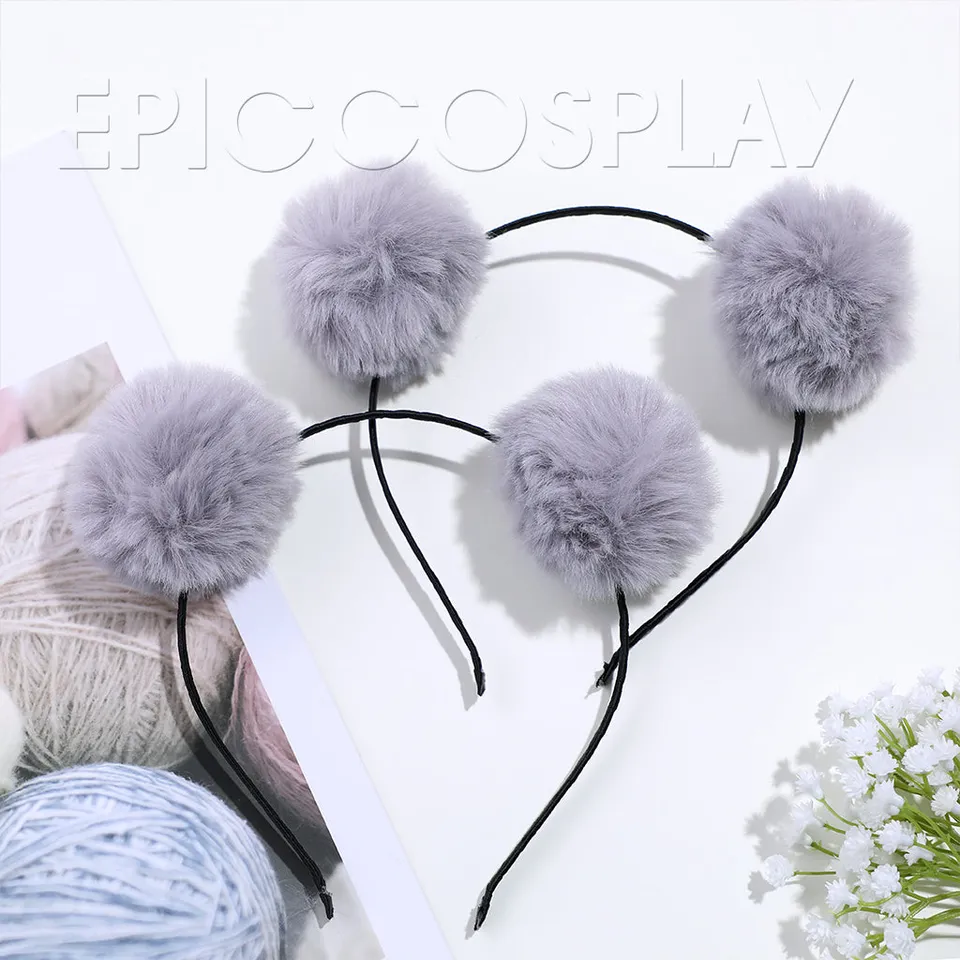 epiccosplaywigs-pom-pom-headband-haarreif-grau-bommel image 1
