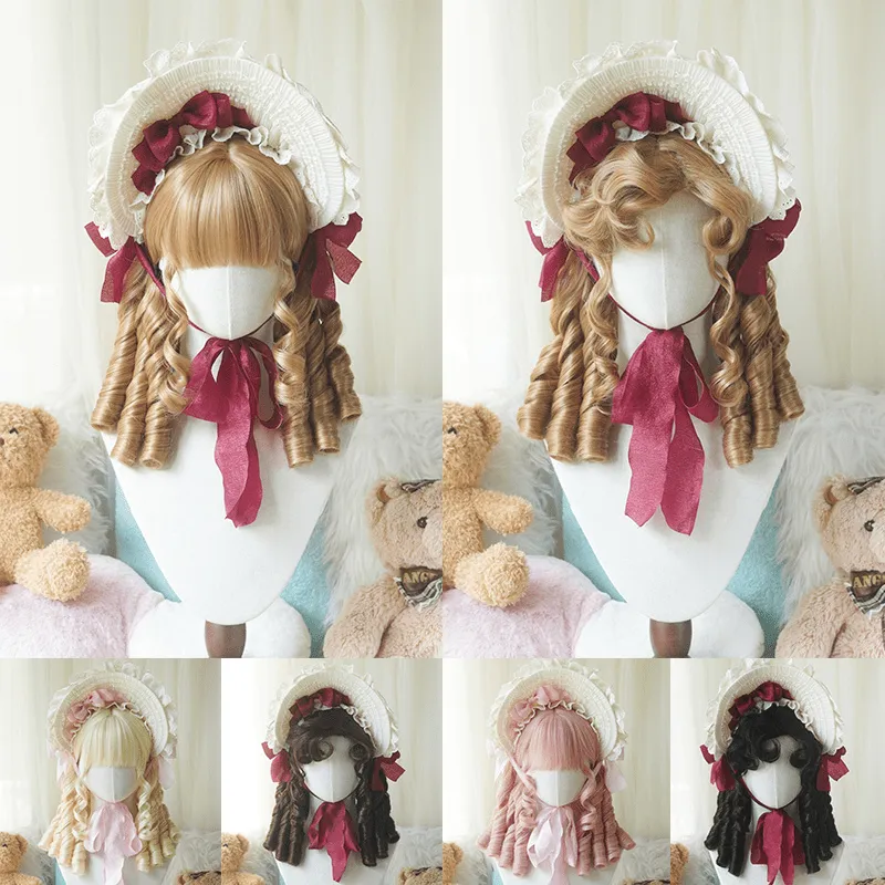 lemailwig-lolita-wigs-40cm-rosa-kurze-locken-per-cke-pony image 1