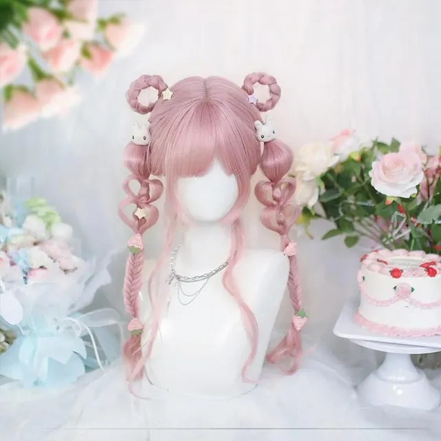 lemailwig-lolita-wigs-fashion-pink-lange-lolita-per-cke image 1