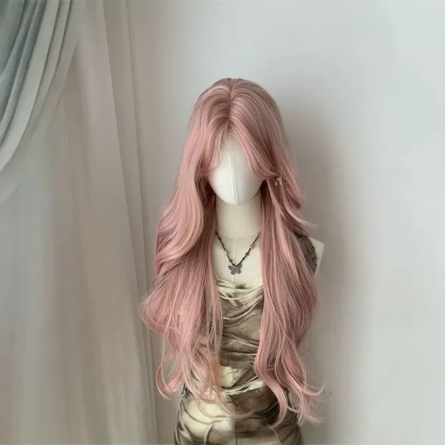 lemailwig-lace-wigs-pink-lang-lockig-front-lace-per-cke-65cm image 1
