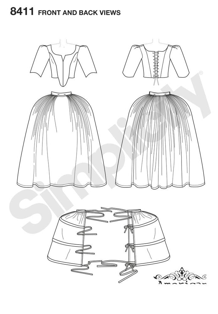 coscraft-8411-rokoko-kleid-schnittmuster-h5-6-14-18-jahrhundert image 8