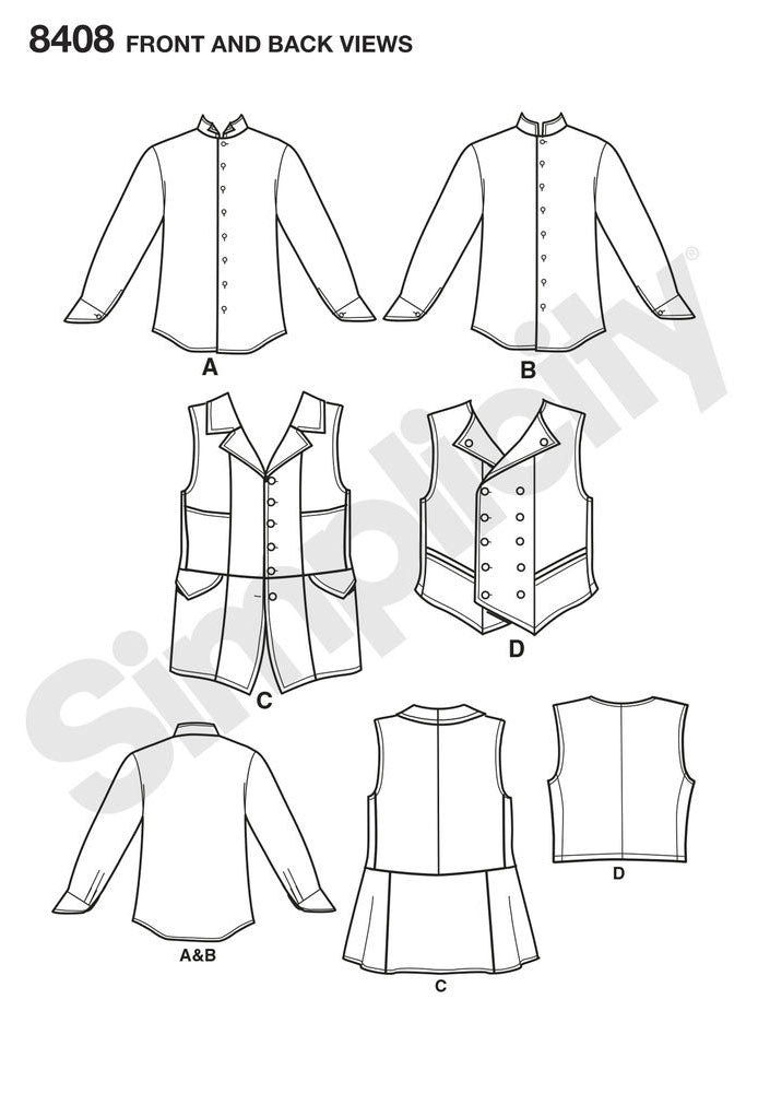 coscraft-8408-herren-hemd-weste-schnittmuster-aa-38-44 image 6