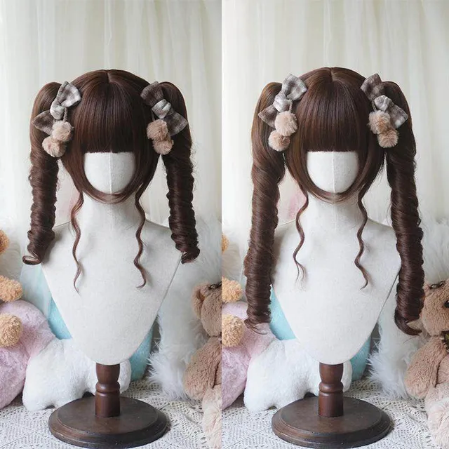 lemailwig-lolita-wigs-48cm-braun-locken-zopf-per-cke-pony image 1