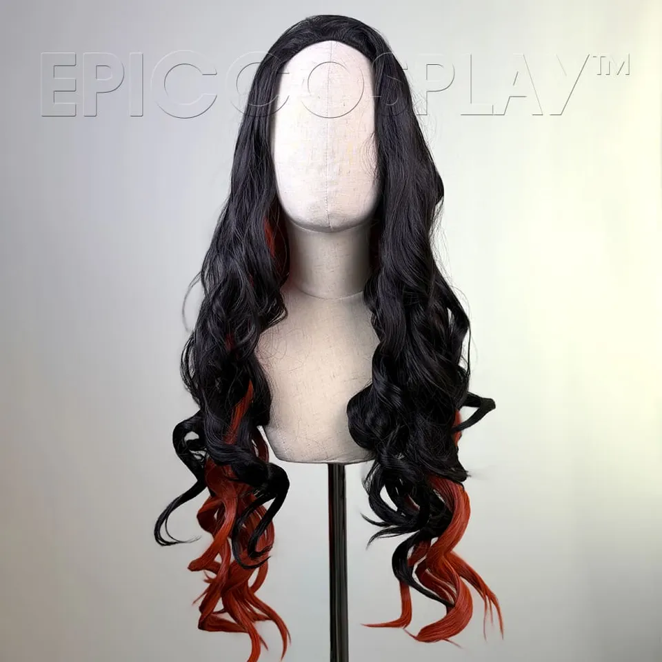 epiccosplaywigs-signature-nezuko-schwarz-orange-per-cke image 1