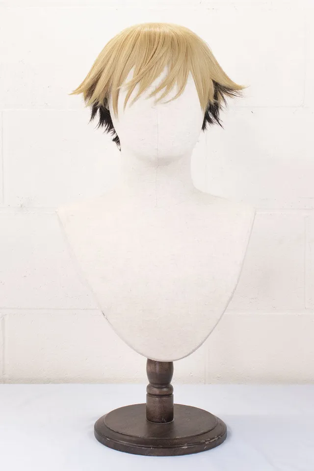 coscraft-frieren-land-cosplay-per-cke-blond-schwarz-33-cm image 1