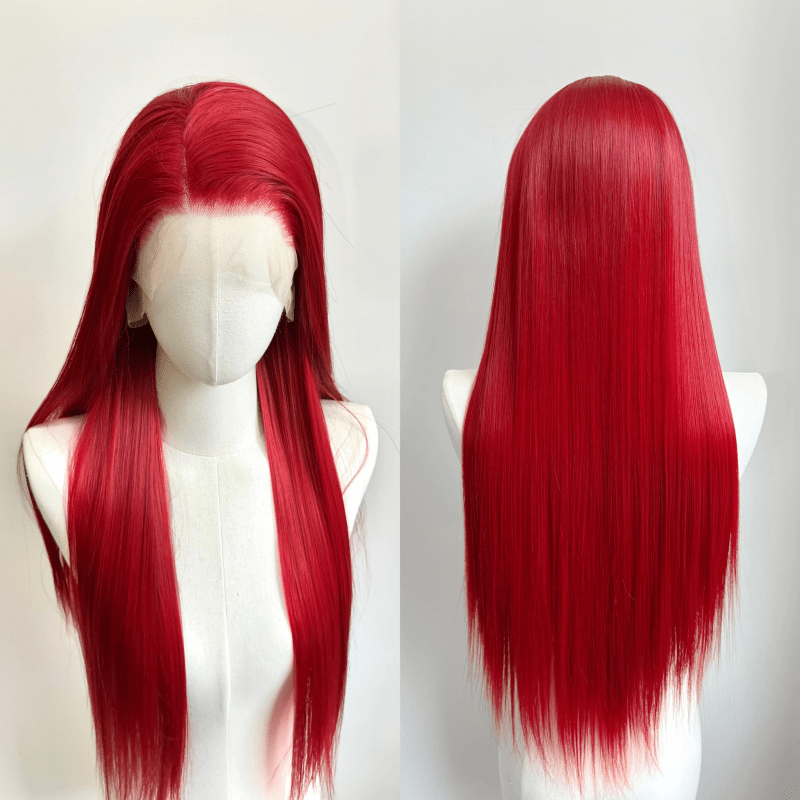 lemailwig-lace-wigs-lange-glatte-front-lace-per-cke-rot-80-cm image 2
