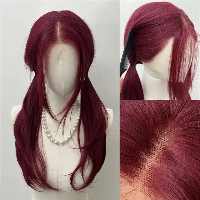 lemailwig-lace-wigs-raspberry-red-per-cke-curtain-bangs-gestuft image 1