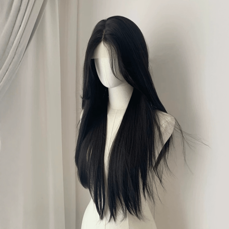 lemailwig-lace-wigs-black-lange-glatte-per-cke-70cm-front-lace image 2