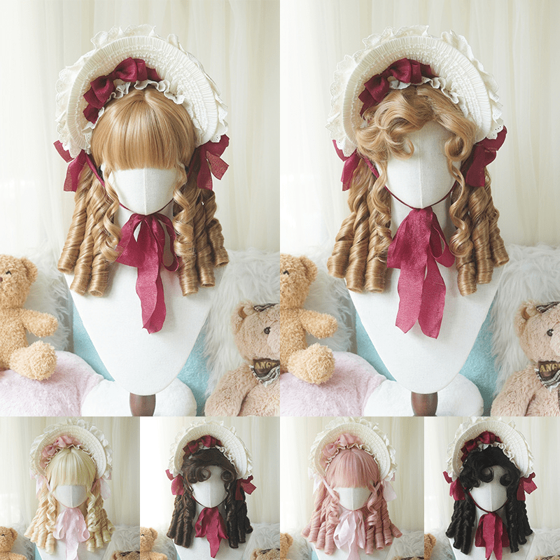 lemailwig-lolita-wigs-40cm-rosa-kurze-locken-per-cke-pony image 1
