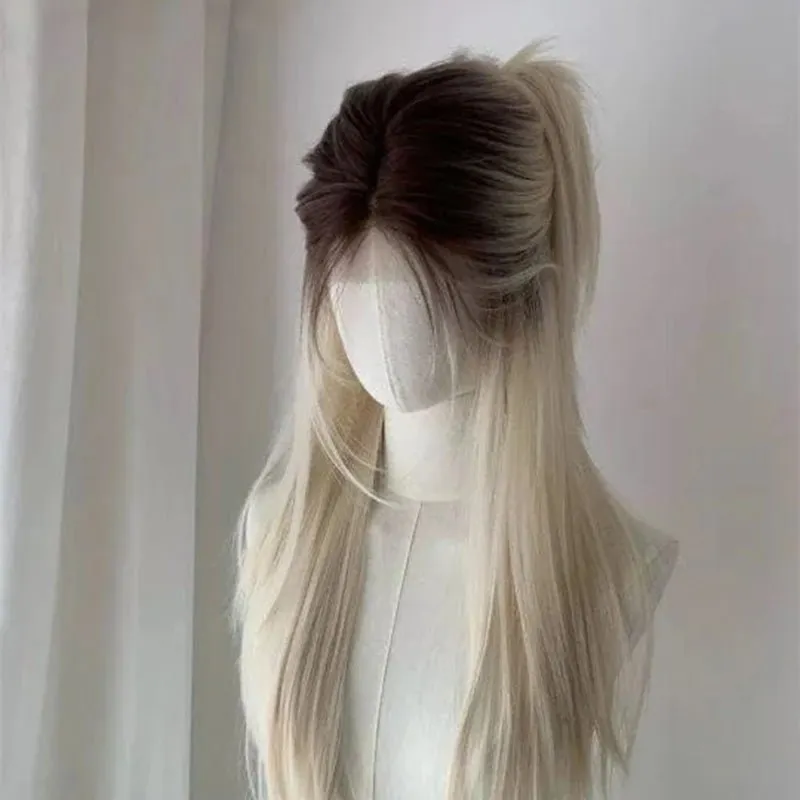 lemailwig-lace-wigs-glatte-front-lace-per-cke-wei-schwarz-65-cm image 1